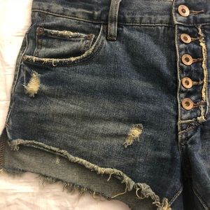 Free People Button Up Denim Cut Off Shorts